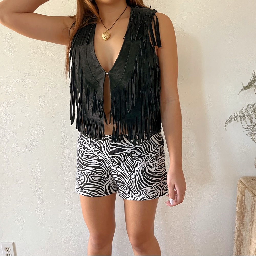 Vintage Boho Festival Suede Fringe Vest sz S / M - Picture 2 of 8
